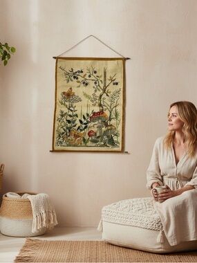 Finished Cross Stitch‎ Wall Hanging Permin of Copenhagen "Forest Floor" Handmade